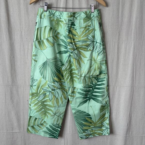 VTG Harve Benard Womens Tropical Leaf Print Old Money Capri Pants Size 8 Travel - Picture 2 of 8